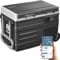 UD45 Nevera Portátil Eléctrica, 40,6L Refrigerador de Coche 12V/24V CC o 100-240V CA, -20ºC a 20ºC Mini Nevera de Coche Para Acampar, Viajar, Camión, Barco, Con Barra de Tracción y Ruedas - Negro