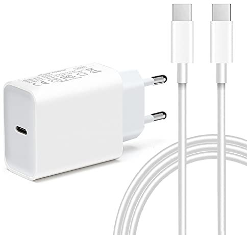 Cargador USB c, Cargador rápido 20w PD 3.0, Equipado con un Cable de Carga USB C A C de 3,3 pies, Compatible con iPhone 16/15 / 15 Pro, iPad air4 / 5 / iPad en Cada línea Completa