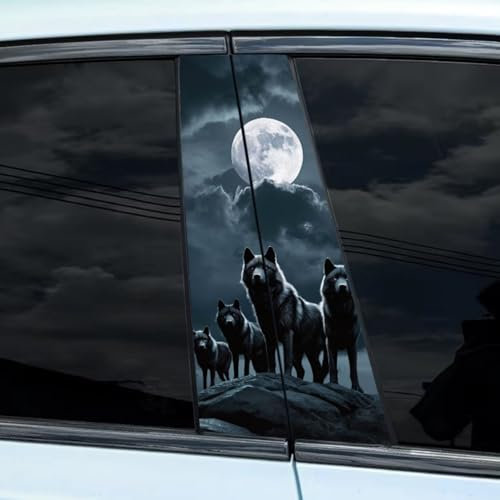 Adesivo per auto, motivo lupo, con luna piena (s4,50 x 25 cm)