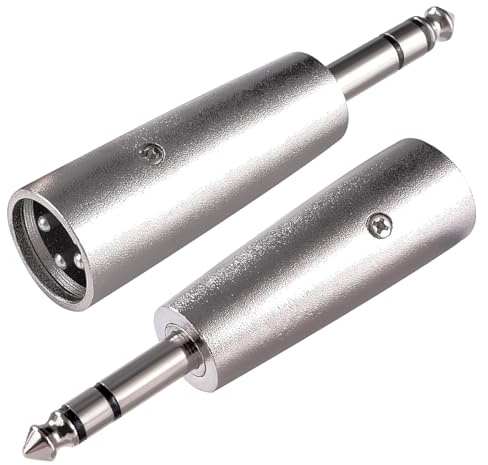 KUOQIY 2 PCS 3-Pin XLR to 6.35mm Adapter, XLR Male to 1/4 TRS Male Stereo Audio Microphone Adapter, for Microphones Audio Equipment Mixers
