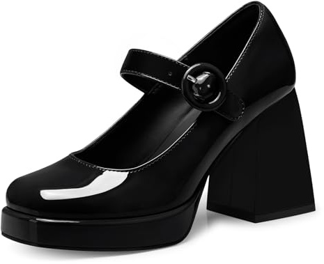 CELLENZ Women Mary Jane Shoes: Black Comfy Closed Toe Heels Size 8.5