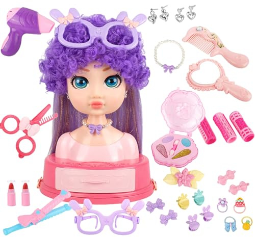Haar Styling Puppe Kopf Make-up Set Für Mädchen,Mädchen Schönheitssalon Set Für Machen Als Als Als Spiel - Kindersalon Bekleidungszubehör Rollenspiel Geschenk Geburtstagsfeiern