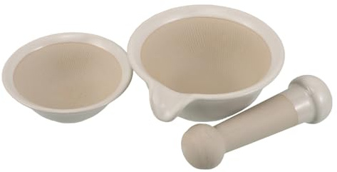 Babykost Zerkleinerer Satz aus Keramik, Manuelle Mahlschüssel | 1 Satz, Beige, Japanische Optik, für Kleinkindfütterung, Leicht zu Reinigen, Leise Nutzung