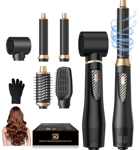 Pro Airstyler 5 in 1 Föhnbürste Set, Ionen Hairstyler mit 32mm Warmluft-Lockenstab Wrap | 1000W Haartrockner für Volumen, Trocknen, Glätten & Locken | 3 Temperaturstufen für Alle Haartypen
