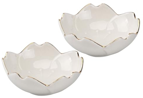 Garneck Bols à Sauce en Céramique Forme Fleur, 2 Pièces pour Condiments | Porcelaine Blanche, Format Pratique pour Classer Assaisonnements et Sauces, Adaptés aux Sushis, Collations ou Pique-Niques