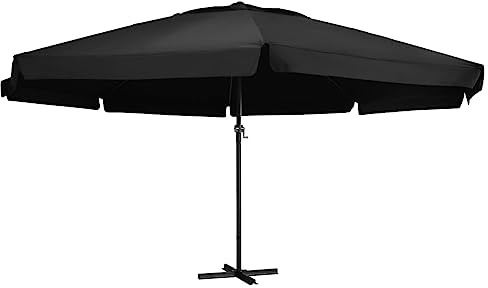 Balkon Windschutz, Sonnenschirm mit Aluminium-Mast 500 cm Schwarz Standmarkise für Balkon, Pool, Terrasse