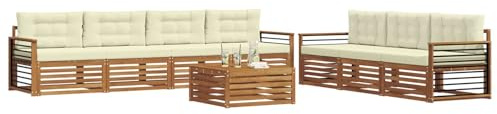 vidaXL Outdoor-Sofagarnitur mit Kissen 8 pcs Natur und Creme, Gartenlounge, modernes Outdoor-Sofa-Set, langlebige Terrassenmöbel, Bequeme Sitzmöglichkeiten