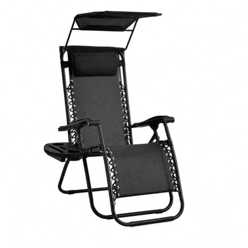 HomlyPro Zero Gravity Lounger Chair, Outdoor & Garden Sunloungers, Folding Reclining Patio Chair, Cup Holder, Soft Cushion and Headrest for Poolside, Camping, Coffee