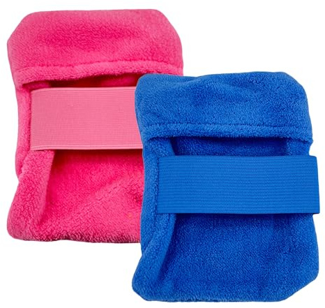 SEABABOO 2 Stück Sandabwischhandschuh Strandsandentferner aus Fleecestoff | Strandsand Reiniger Sandentfernungsbeutel für Strand Camping Picknick Terrasse Pool Outdoor Aktivitäten, Blau Rosa