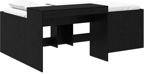 vidaXL Hochbett mit Schreibtisch für Kinder Schwarz Holzwerkstoff