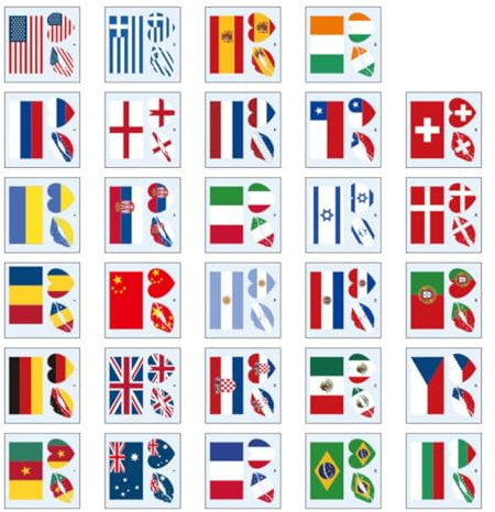 Vaguelly 116 Stück Patriotische Kindertattoos Tattoo Aufkleber aus Transferpapier, schweißresistent für Sportveranstaltungen und Reisespaß