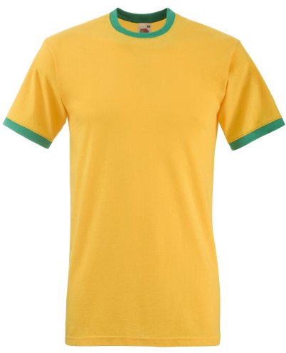 Fruit of the Loom Mens Ringer Short Sleeve T-Shirt (2XL) (Sunflower/Kelly Green)