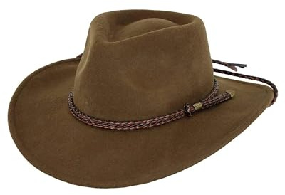 Outback Trading Company Men's 1392 Broken Hill UPF 50 Water-Resistant Crushable Australian Wool Western Cowboy Hat, Brown, Medium