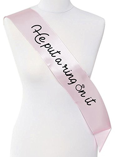 Smartypants He put a ring on it Bride to be Hen Party Celebrations Sash Banner Ribbon BABY PINK