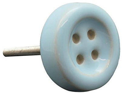 Nicola Spring Ceramic Cupboard Drawer Knobs - Button Design - Blue