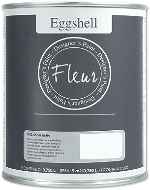 FLEUR DESIGNER'S PAINT Eggshell Nagellack Satin waschbar auf Wasserbasis und sehr hoher Festigkeit, F02, Made in Italy, Farbe Snow White, Format 750 ml, 1 Stück