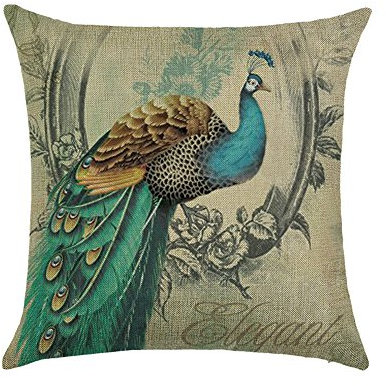 hengjiang Vogel Pfau Kunst Überwurf Kissen Doppelseitig Kissen Baumwolle/Leinen Home Sofa Decor Geschenk Feder 32