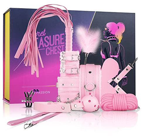 LoveBoxxx SM Bondage Set (Rosa – 11 tlg.) BDSM Box für Paare, Erotische Toys