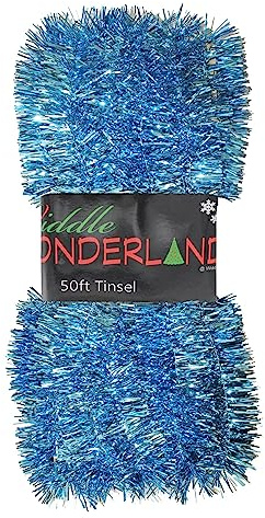 Christmas Tree 50ft x 3cm Tinsel GREAT VALUE - Blue