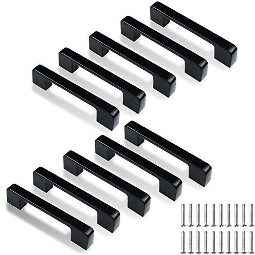 Lucywey 96mm Tiradores para muebles, Negro Aluminio Tirador para puerta de armario para cajones,armarios,armarios(10 Pcs)