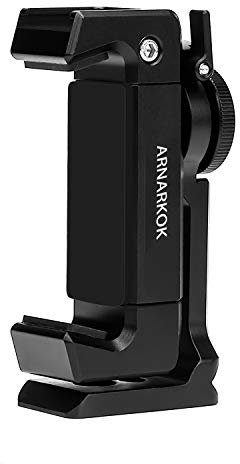 Supporto per treppiede in metallo con attacco a freddo da 1/4, rotazione a 360°, compatibile con iPhone 11 12 Pro Max, adattatore per supporto per smartphone, morsetto per cellulare