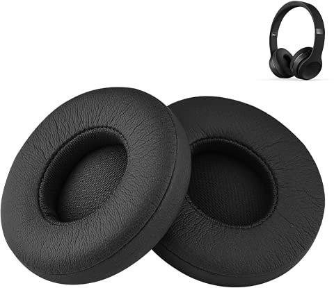 Esen Solo 3 Ohrpolster Ersatz Solo 2 Ohrpolster Kissen Zubehör Kompatibel mit Beats by Dre Solo3/Solo2 Wireless A1796/B0534 Kopfhörer, Aus Protein-Leder Memory Foam (Schwarz)