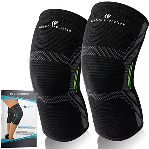 KINETIC EVOLUTION 2 Stück Kniebandage Damen und Herren, Kompression Kniestütze, Sport Knieschoner für Laufen, Kraftsport, Volleyball