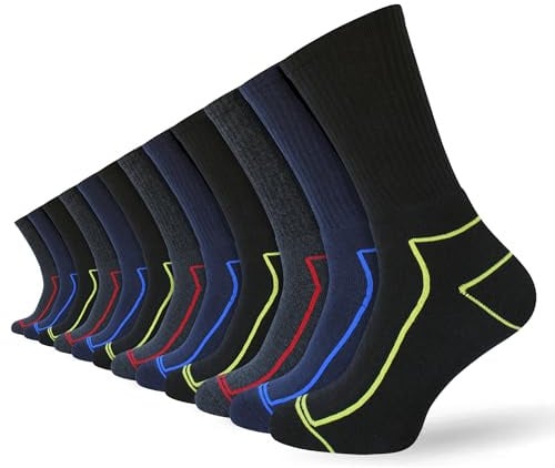 Socksmad® Men’s Work Socks – Heavy Duty Thick Socks with Heel and Toe Protection Multipack 9-12 – Over-the-Calf Men’s Boot Socks for Mechanics, Engineers, Hiking Extra Support and Comfort 12 Pair Pack