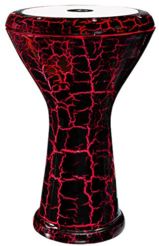 Orientalische Solo Darbuka mit Zubehör gerissener Lack Effeckt Schwarz/Rot