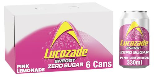 Lucozade Energy Zero Sugar Drink Pink Lemonade 330ml can (Pack of 6)
