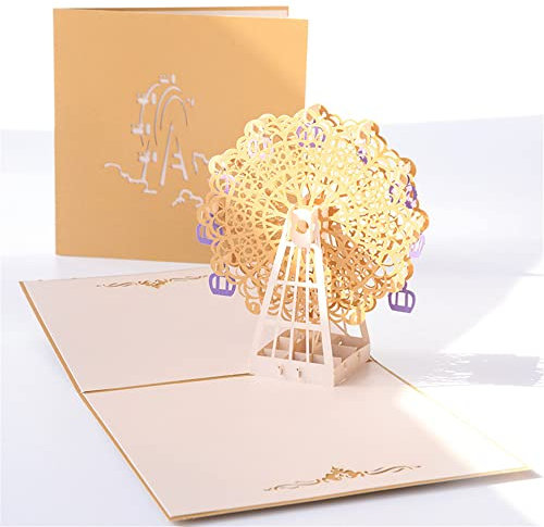 GIVBRO Geburtstagskarten 3D Pop Up Grußkarten Riesenrad Karte für Urlaub Weihnachten, Geburtstag, Jahrestag, Dankeschön, Hochzeiten