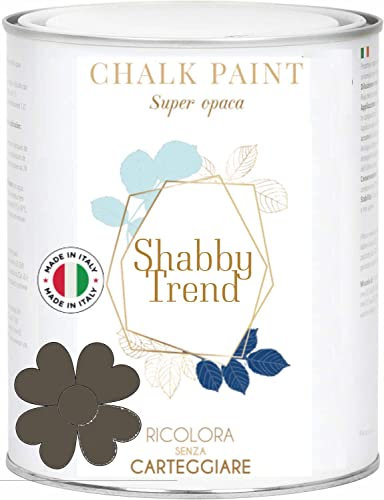 GENERICO SHABBY TREND® CHALK PAINT Pittura Shabby Chic Vintage Mobili Pareti Extra Opaca 120 VARIANTI (375ml, FANGO)