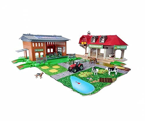 Majorette - Creatix Bauernhof - umfangreicher Spielzeug-Bauernhof mit Stall, Spielzeug-Traktor, Tieren & Zubehör, für Kinder ab 5 Jahren
