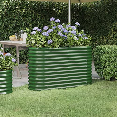WIFESE Blumentopf Pflanzkübel Pulverbeschichteter Stahl 114x40x68 cm Grün Hochbeet Blumentopf Gross Hochbeet Metall PflanzküBel Groß AußEn BlumentöPfe Plant Box Flower Pot Pflanzgefäß für Patios