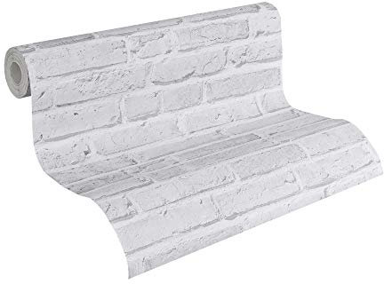 BRICOFLOR Steine Tapete | Weiße Steintapete ideal für Küche und Schlafzimmer | Backstein Tapete im Industrial Style | Vliestapete in Weiß für modernes Wohnzimmer