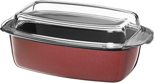 WMF Fusiontec Bräter, rechteckige Form, 32 x 21 cm, perfektes Braten, homogene Kochergebnisse, kratzfest, einfache Reinigung, backofengeeignet, 30 Jahre Garantie, Multifunktionsdeckel, Rose Quartz