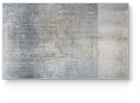 DEQORI Frühstücksbrett Glas | klein 23x14 cm | Motiv Unverputzte Zementtextur | Design Schneidebrett für Küche | Frühstücksbrettchen antibakteriell & rutschfest | Glasplatte & Servierplatte