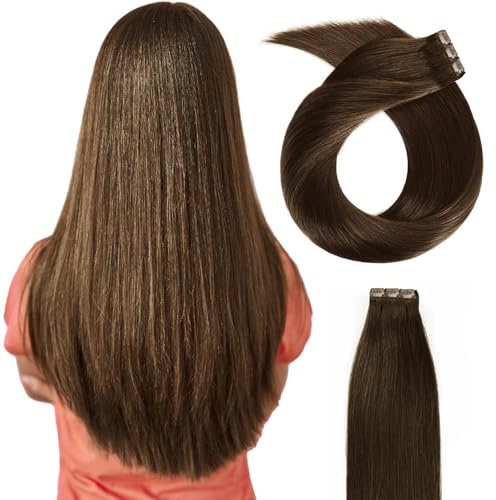 Beyond Your Thought Clip in Extensions Echthaar, 100% Remy Echthaar für haarverlängerung echthaar glatt Haarteile für Komplette Kopf, #4, Mittelbraun, 45cm, 120g/10 Stück
