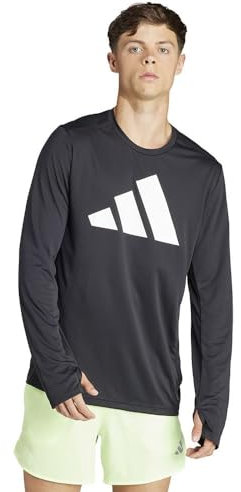 adidas Men's Run It Long Sleeve Tee, Black, L