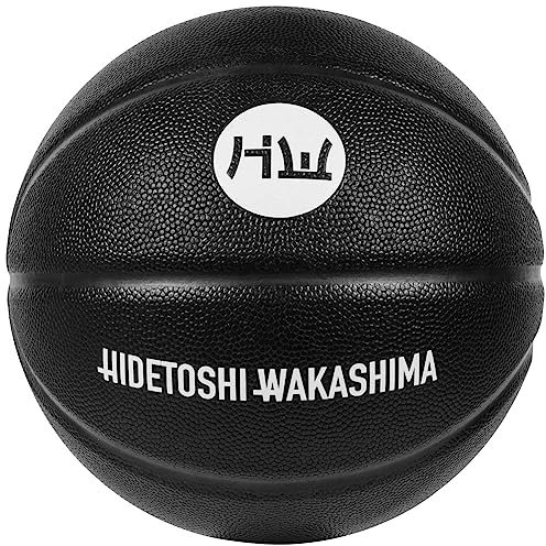 HIDETOSHI WAKASHIMA® All Black Design Premium Basketball, mit 8-Paneln in Kieselstruktur-Optik, mit Gummi-Kern und Butylblase für optimale Sprungeigenschaft (Schwarz)