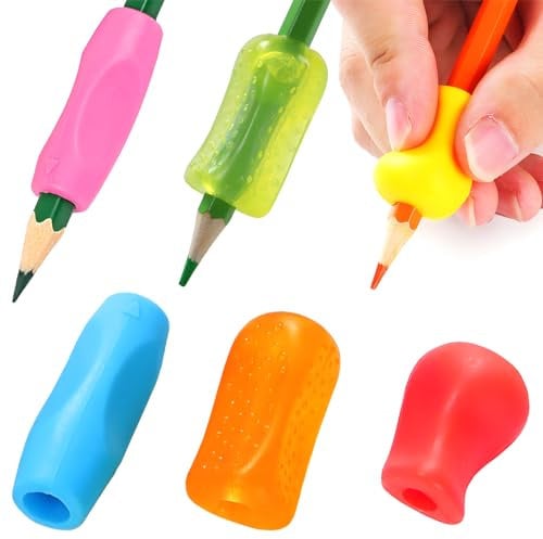 OSteed 21 Pcs Pencil Grips for Children Handwriting, 3-Style Silicone Pen Grips for Adults Writing Aid, Triangle Pencil Holder for Left-Handed Kids Easy Grip, Assorted Colors