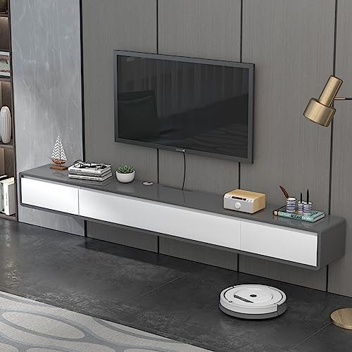 TV Lowboard - TV Schrank - Schwimmender Tv Schrank, Schwebendes TV-Regal Aus Holz Und MDF, Moderner Schwebender TV-Ständer Mit 2 Schubladen, Wandmontierte Medienkonsole Im Entertainment-Center ( Color