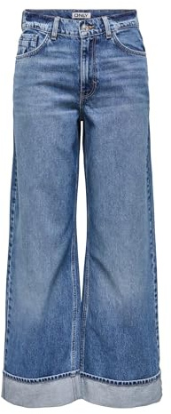 ONLY Damen Onlhope Hw Wide Fold Up DNM Cro Jeans