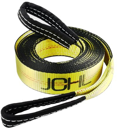 JCHL Recovery Tow Strap with Reinforced Loops 2inx20ft Heavy Duty 26,000lb Break Strength Vehicle Recovery Rope for for Car Truck Jeep ATV SUV Reinforced Loops, Protective Sleeves