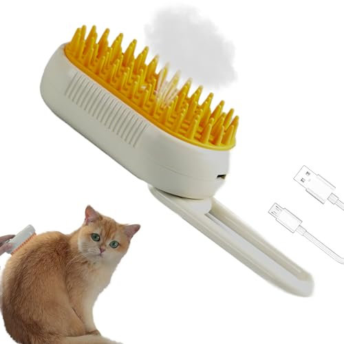 MOUOGO 3-in-1 Cat & Dog Steam Brush, Pet Hair Removal & Grooming Tool, Grey, All Hair Types, Unisex, Pets, Cats, Dogs