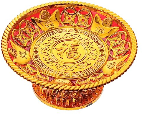 MAGICLULU 1pezzi Piatto Di Plastica Dorato Per Tempio Piatto Versatile Per Alimenti Design Retrò Resistente Allo Sporco Utilizzabile Come Offerta Nel Tempio