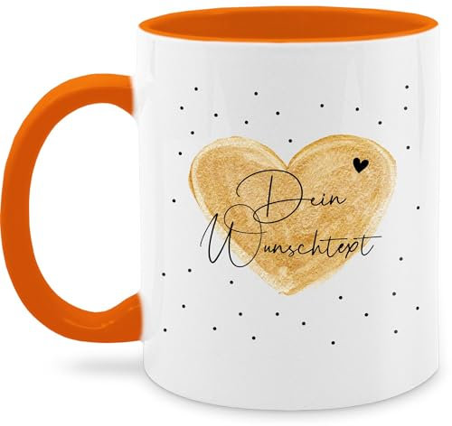 Tasse Tassen 325ml - Aufdruck selbst gestalten - Dein Wunschtext I Geschenk personalisiert Weihnachten I Vatertag I Muttertag I Geburtstag - 325 ml - Orange - kaffeetasse freundin custom mug