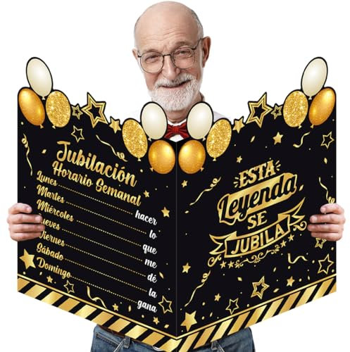 XXL Tarjeta Felicitacion Jubilacion Español Grande (A2), Regalos Originales Para Jubilacion, Tarjeta Despedida Trabajo, Grande Tarjeta Despedida Compañero Trabajo, Regalo Feliz Jubilacion