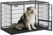 Feandrea Hundekäfig hochbelastbar, Gitterbox, transportabler Haustierkäfig, 139 x 79 x 87 cm, für große Hunde, sicher, 2 abnehmbare Türen, Welpenauslauf, XXXL, tintenschwarz PPD004B01