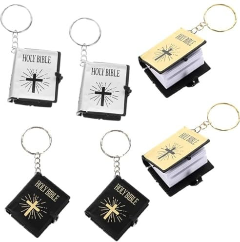Porte-clés Bible,6 pièces Mini porte-clés Bible,Mini Porte-Clés Quran,Porte-Clés Décoratifs Musulmans,Cadeaux exquis de la Sainte Bible,40 * 35 * 10mm
